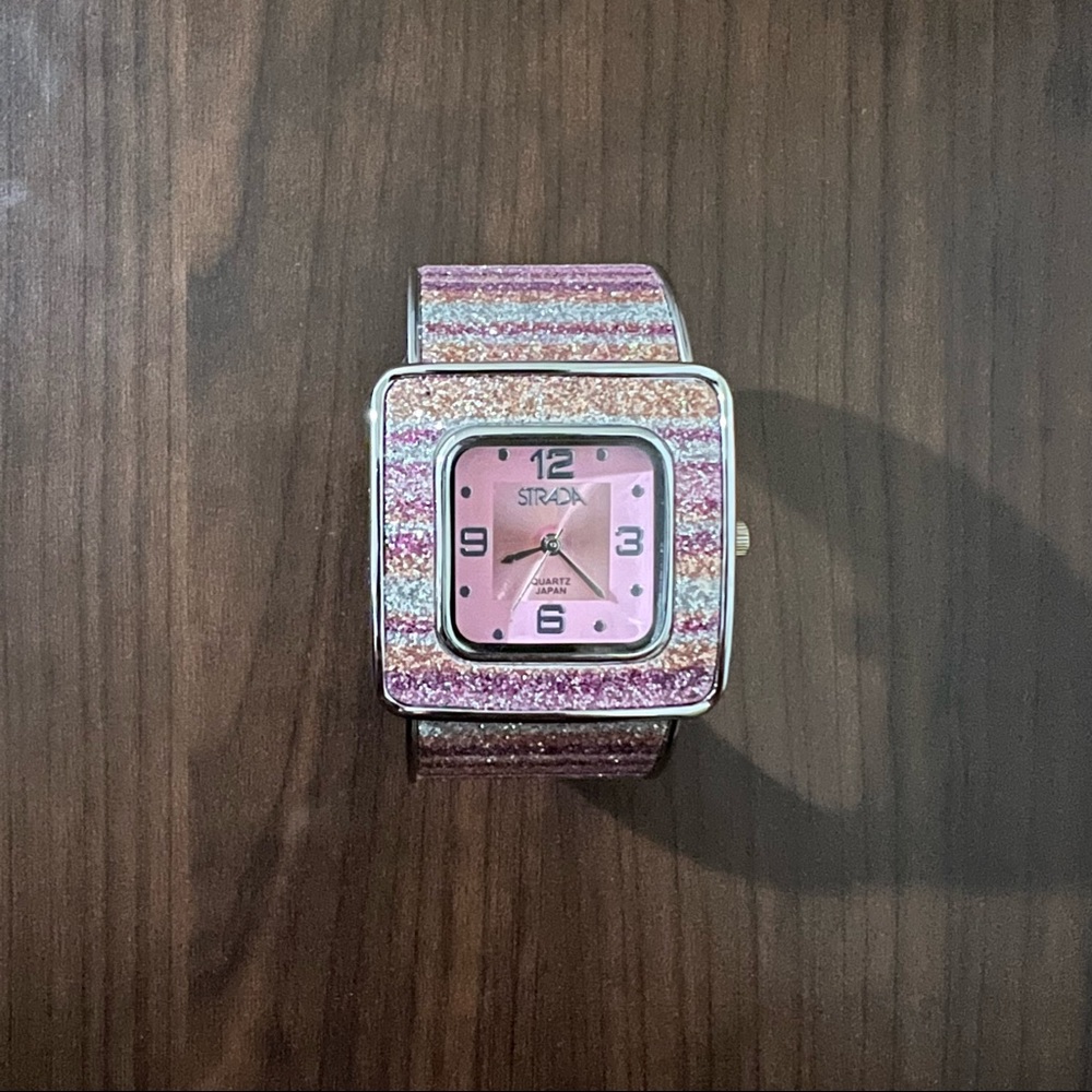 Women’s Multicolor Glitter Stripe Bangle Watch